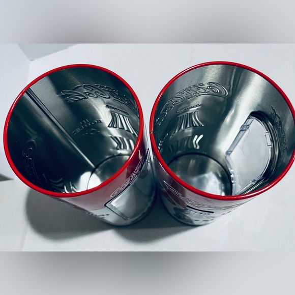 Coca-Cola Red and White Holder/Dispenser Tin Drinking Straw Canisters - Picture 5 of 10